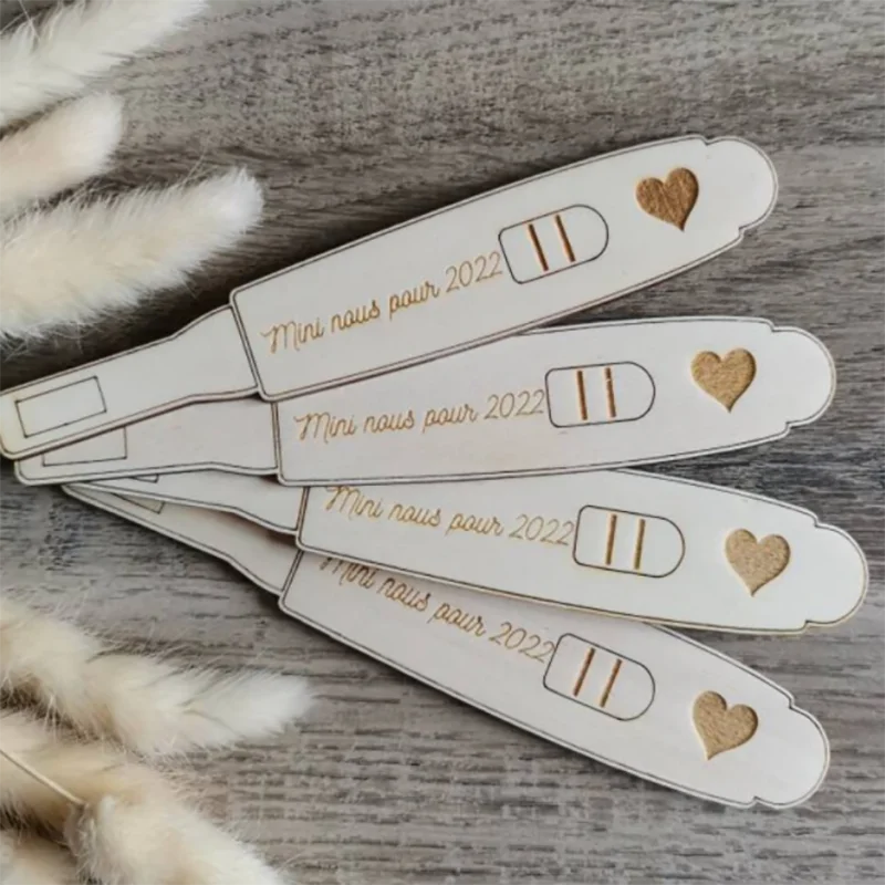 Personalized Wooden Pregnancy Test, Wood Cards,New Mom To Be, Wooden Pregnancy Test for Announcement To Grandparents,Baby Gift