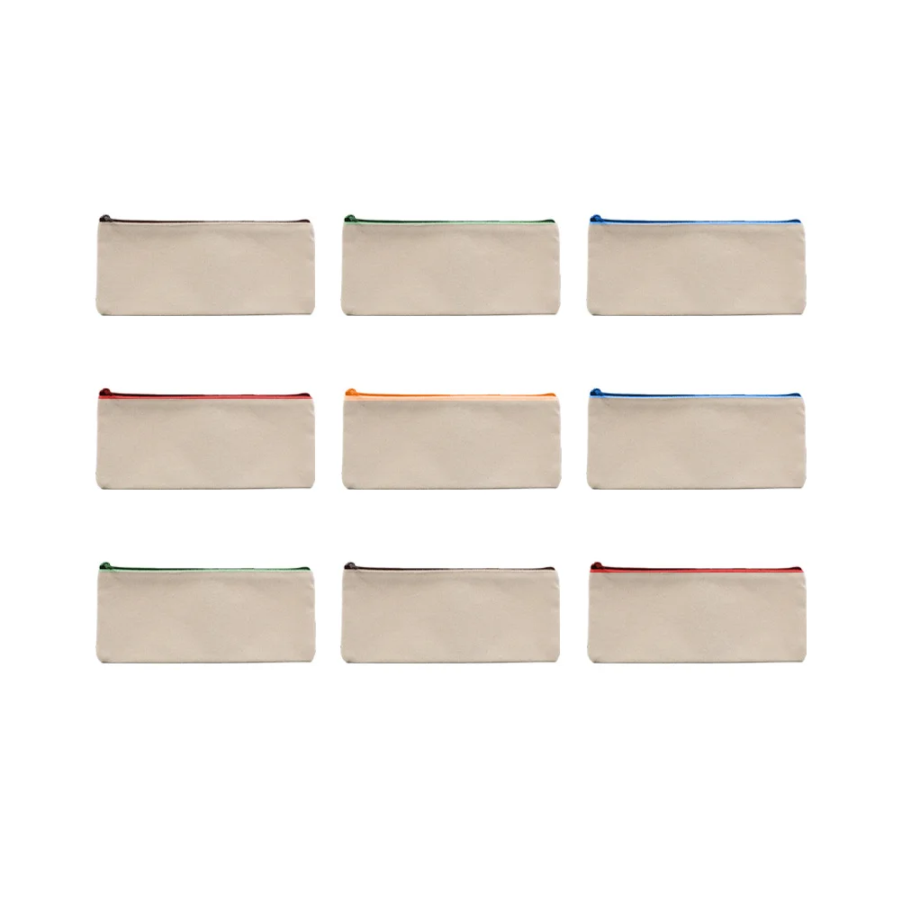 15Pcs Canvas Pencil Bag Blank Multifunctional Zipper Pouch Large Capacity Pen Case for School Office Cosmetics Coin Purse