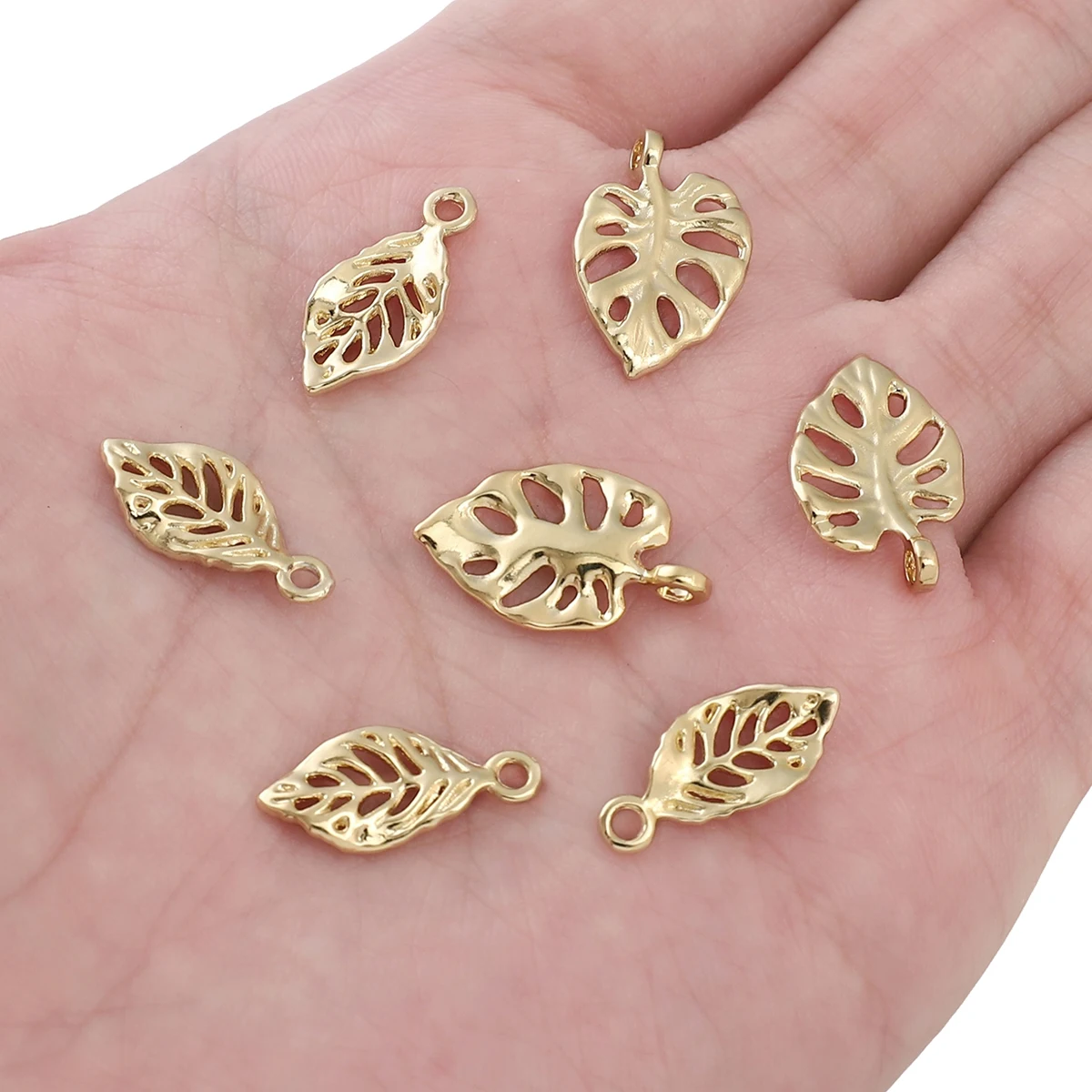 1pc 14K Gold Color Brass Leaf Leaves Charms Pendants High Quality DIY Jewelry Findings Accessories Wholesale