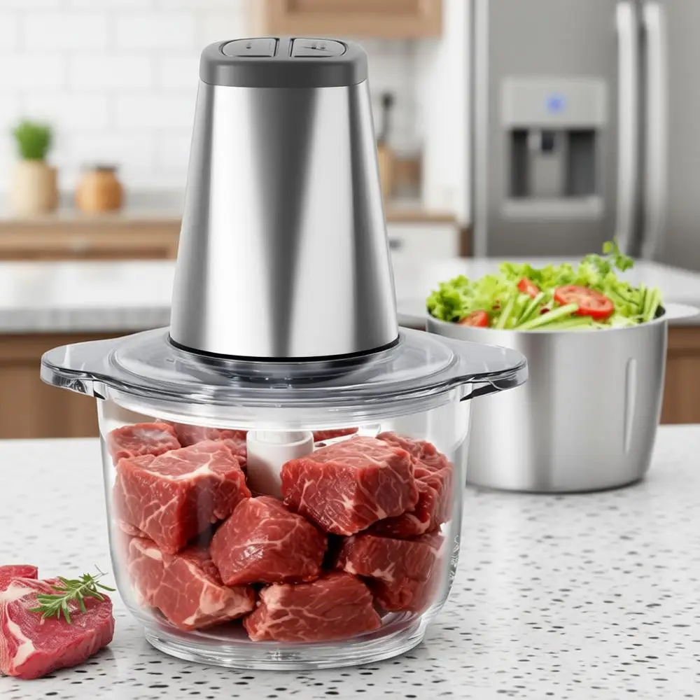 

Электрический кухонный комбайн, измельчитель овощей, мясорубка с легкой очисткой, с 2 чашами (8 стаканов из нержавеющей стали + 8 стаканов из стекла), компактный