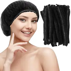 Disposable Shower Cap 100Pcs Elastic No Woven Hair Head Cover Nets Large Dustproof Hair Caps Makeup DIY Hair Dye Tatoo  Bath Cap