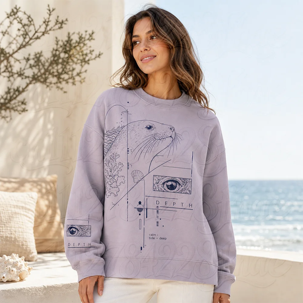 Women's Aesthetic Graphic Line Art Long Sleeve Hoodie Elegant Abstract Autumn Winter Warm Pullover Streetwear Y2K Casual Top
