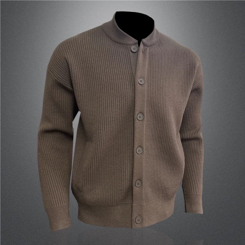 

Мужской модный вязаный свитер с круглым вырезом, длинными рукавами, из смесовой шерсти, легкий зимний пуловер класса люкс