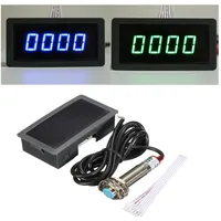 1/2pcs 4 Digital LED Blue Green Tachometer Gauge RPM Speed Meter+Hall Proximity Switch Sensor NPN 12V