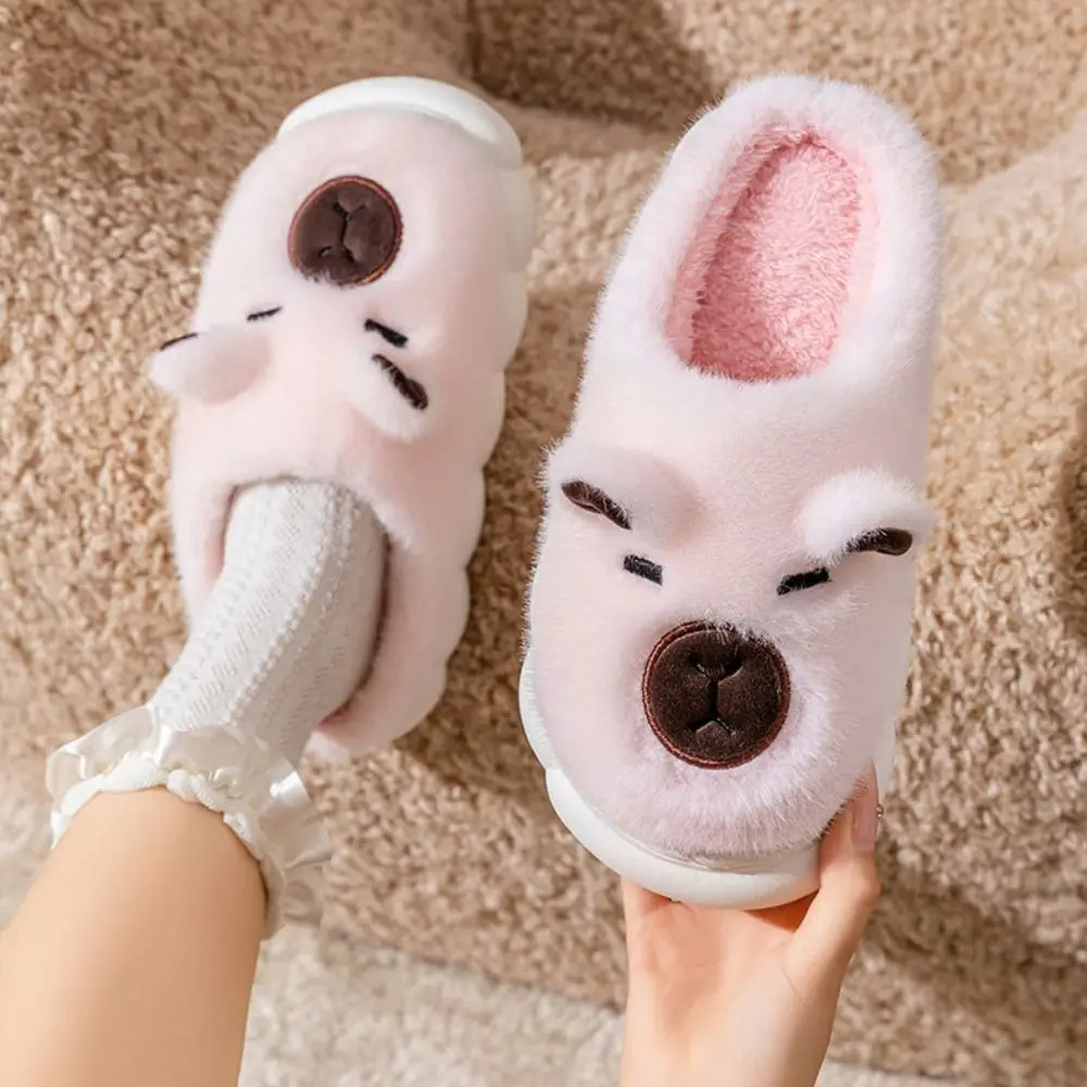 Mode Winter Capybara Hausschuhe Weiche Anti-slip Cartoon Pelzigen Hausschuhe Dicken Sohlen Nette Wärmer Hause Baumwolle Schuhe Paar