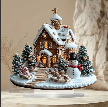 Christmas Supplies Desk Display Snow Acrylic Sign Inspirational Tabletop Decorations Card Home Decoration Gift Metallic Ornament