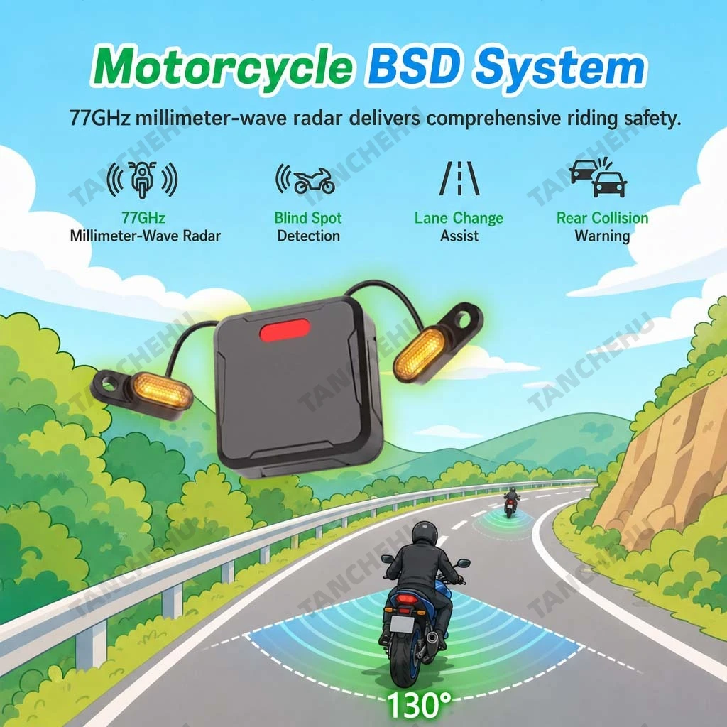 Motorcycle Blind Spot Detection Sensor (with TTL Interface), 200ft Range Blind Spot Monitoring, Designed Specifically for Mot