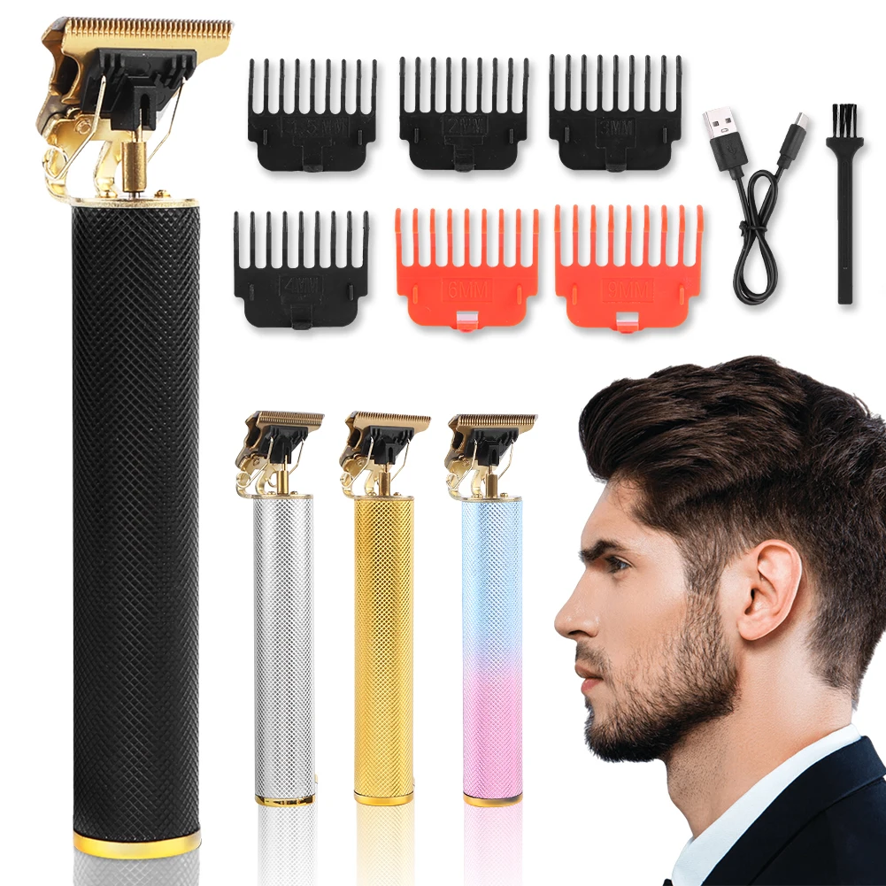 Hair Trimmer Cordless Hair Clipper USB Rechargeable Electric Razor Shaver T Blade Barber Clippers for Hair Removal