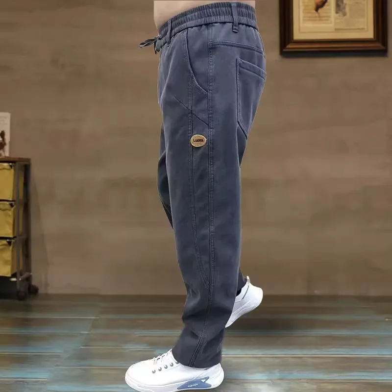 

Мужские прямые джинсы, повседневные износостойкие весенне-осенние удобные длинные брюки свободного покроя в американском стиле ретро