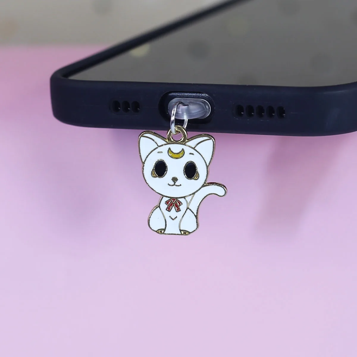 A Cat Phone Dust Plug For IPhone Accessories For Samsung Type-C Interface Dust Plug Phone Suspension Accessories Cute Cat