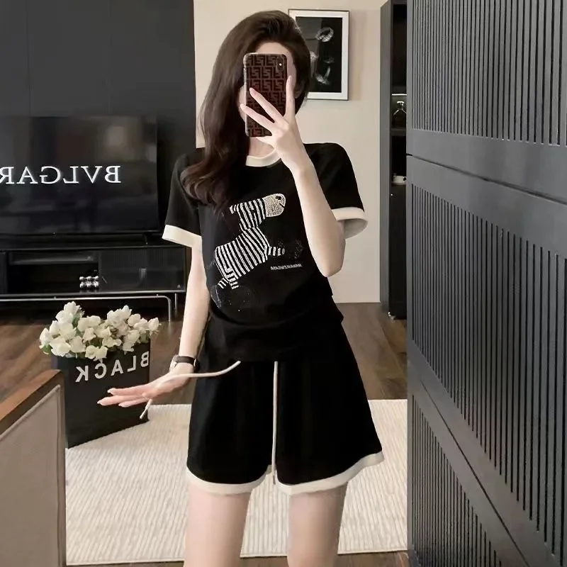 Short Sets for Women 2 Pieces Sleeve Woman Shorts Top and Bottom Clothing Trend 2024 Full Luxury Tailorin Casual Outfit Stylish