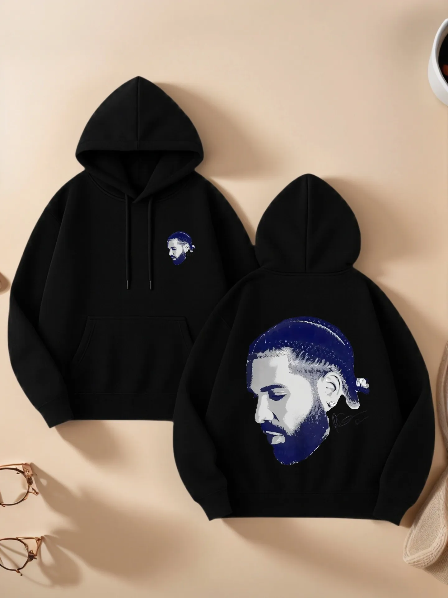 Grafische hoodie, Drake - Essential hoodie met print, streetwear-stijl, katoenmix, casual dagelijks gebruik, voor heren