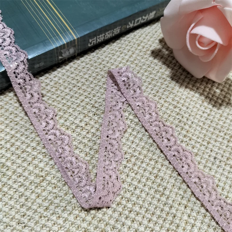 S1181 dark pink elastic and soft lace trim which can be used for accessories and clothing