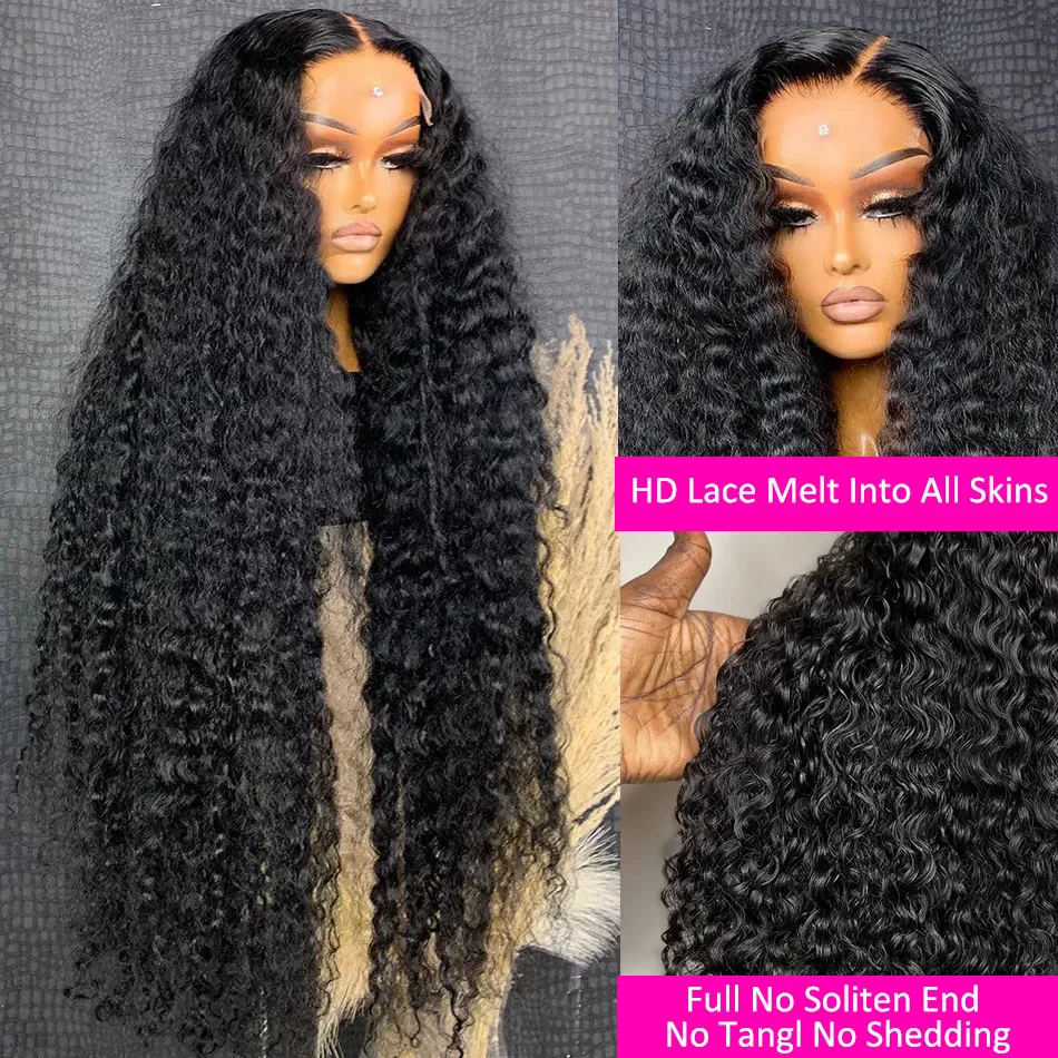 30 40Inch Water Wave Curly Lace Frontal Wigs 13x4 HD Lace Frontal Wig For Women Remy Pre Plucked Hair Curly Wave Human Hair Wigs