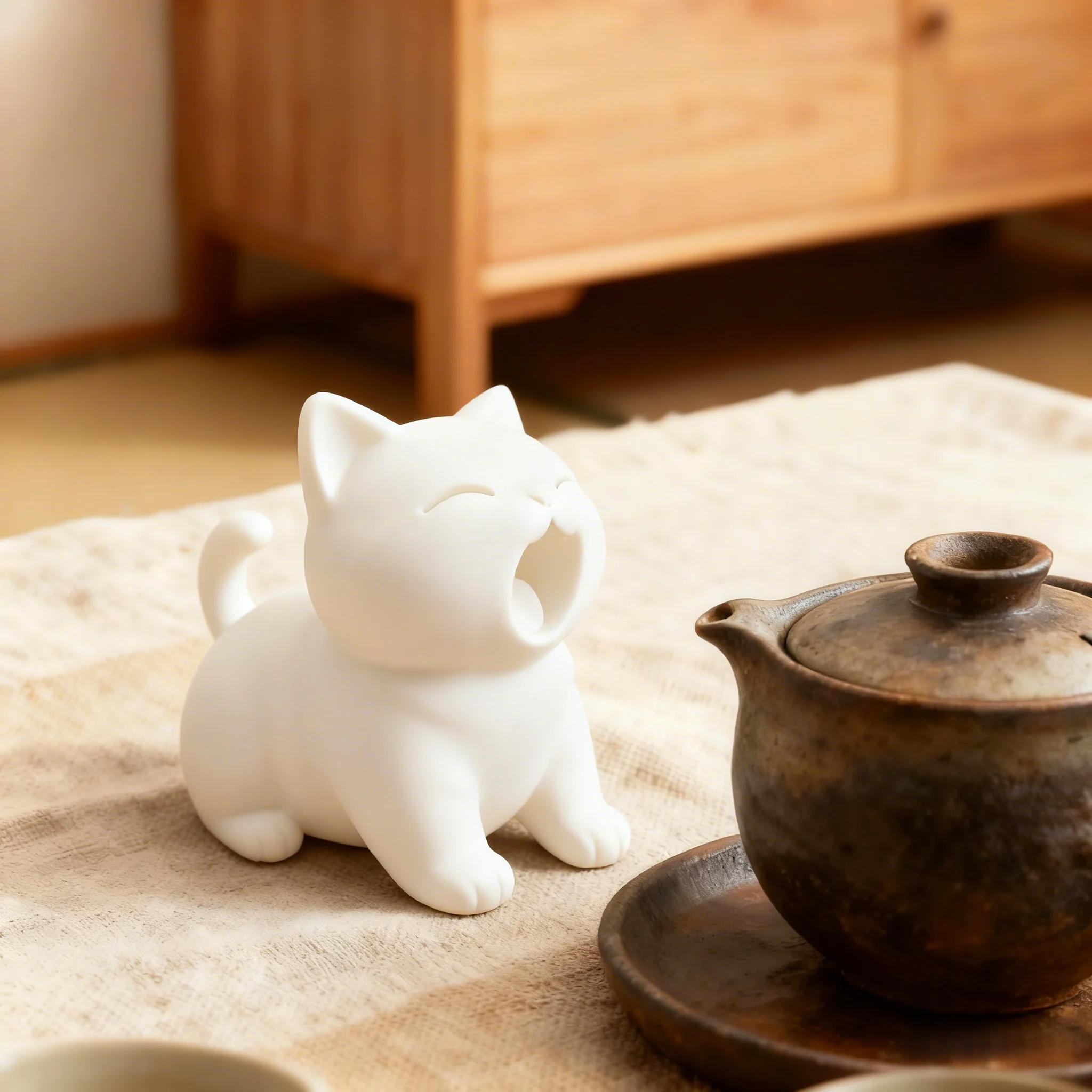 تمثال قطة يونينج، ديكور لطيف لسطح المكتب للمكتب والمنزل، زخرفة قابلة للجمع على شكل حيوانات #4