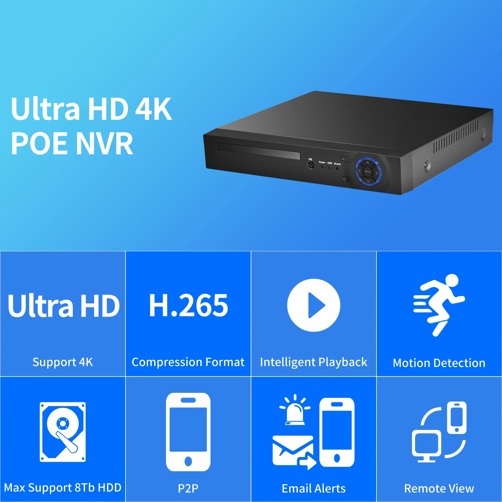 Imagem -02 - Gadinan-ultra hd Poe Nvr Network Video Recorder Detecção de Rosto Vigilância de Segurança Câmera ip Onvif H.265 Mais 16ch 5mp 8mp 4k