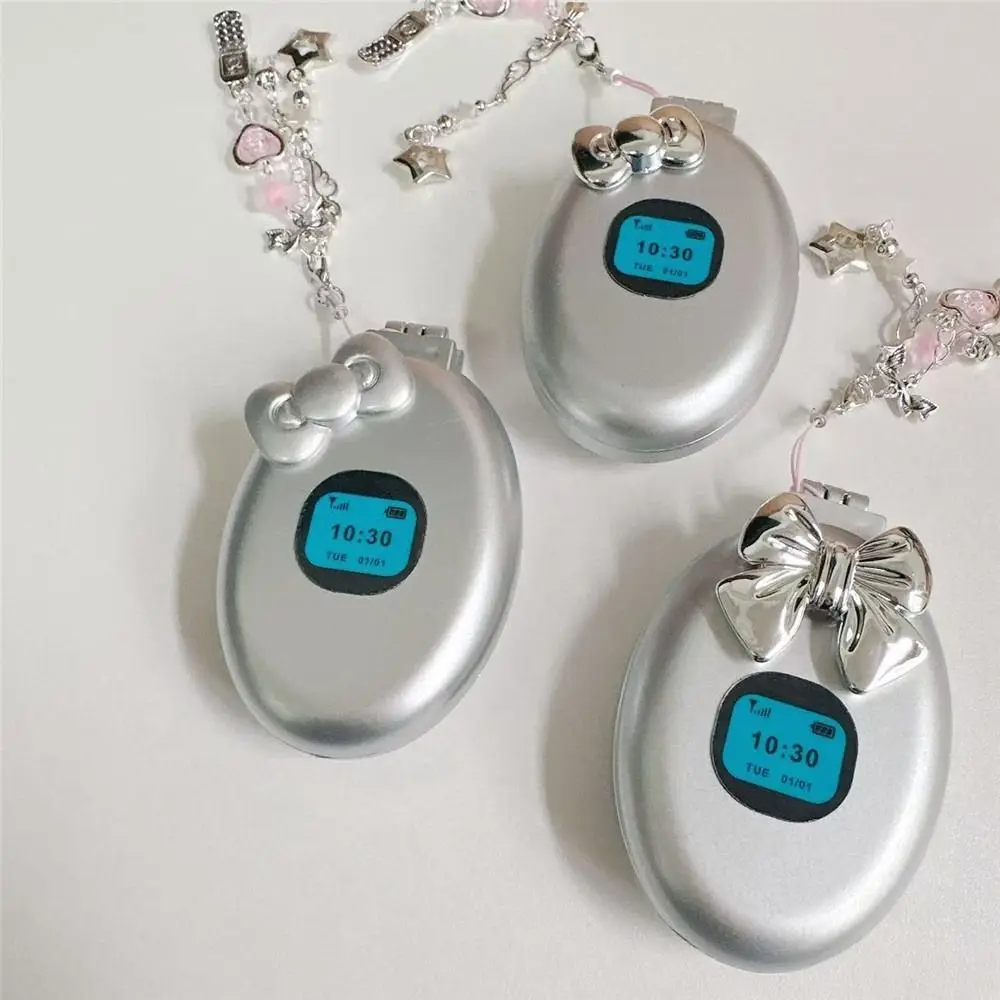 Fashion Flip Phone Air Cushion Comb Millennium Style Bag Charm Make-up Mirror Folding Retro Y2k Pendant Bag Accessory