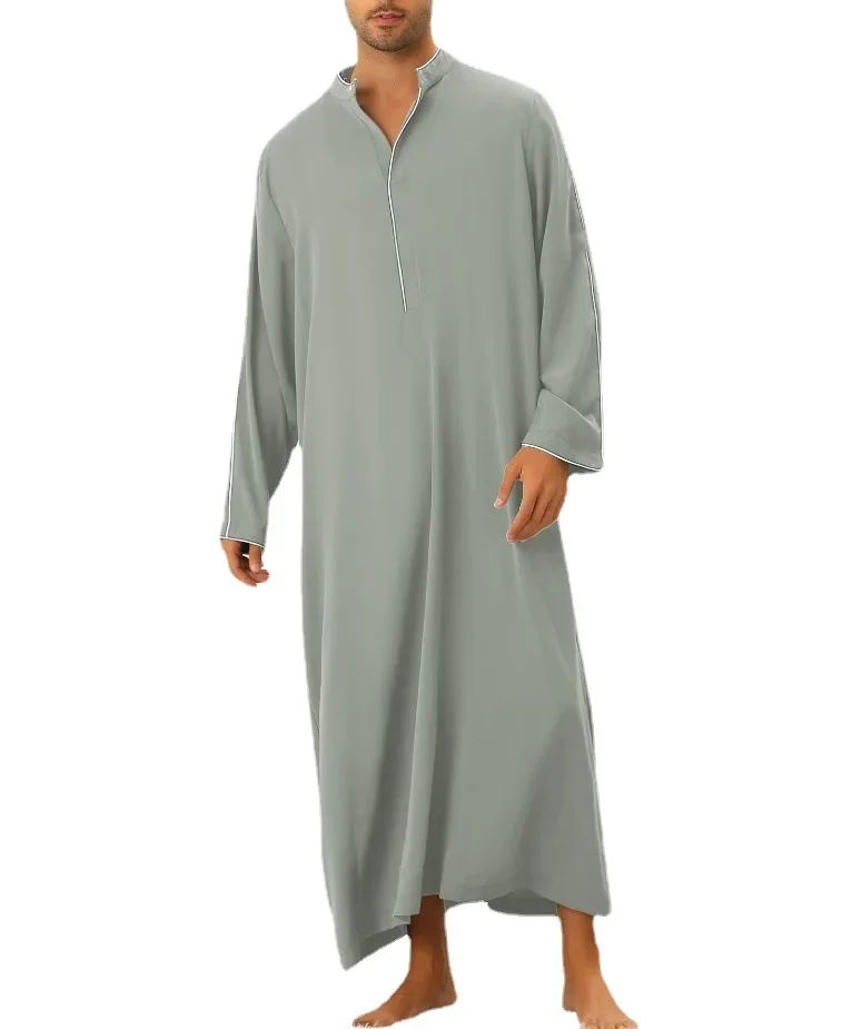 Casual Male Arabic Long Robes Saudi Arabia Cotton Kaftan Middle East Islamic Clothing Muslim Fashion Arab Abaya Dubai Dress Gown