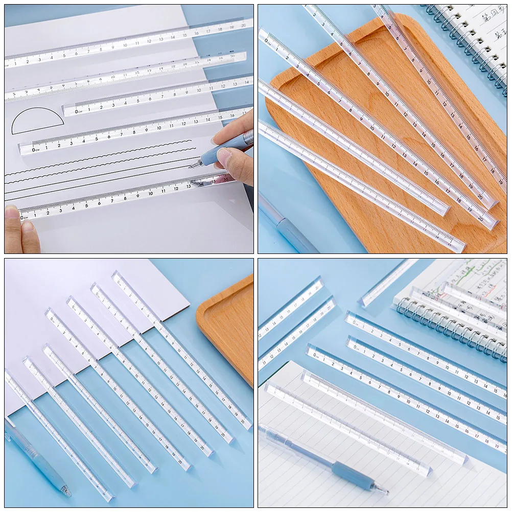 

10pcs Clear Triangular Ruler Plastic Scale Ruler Student Office Home Use Popular Gift Precise Measurement