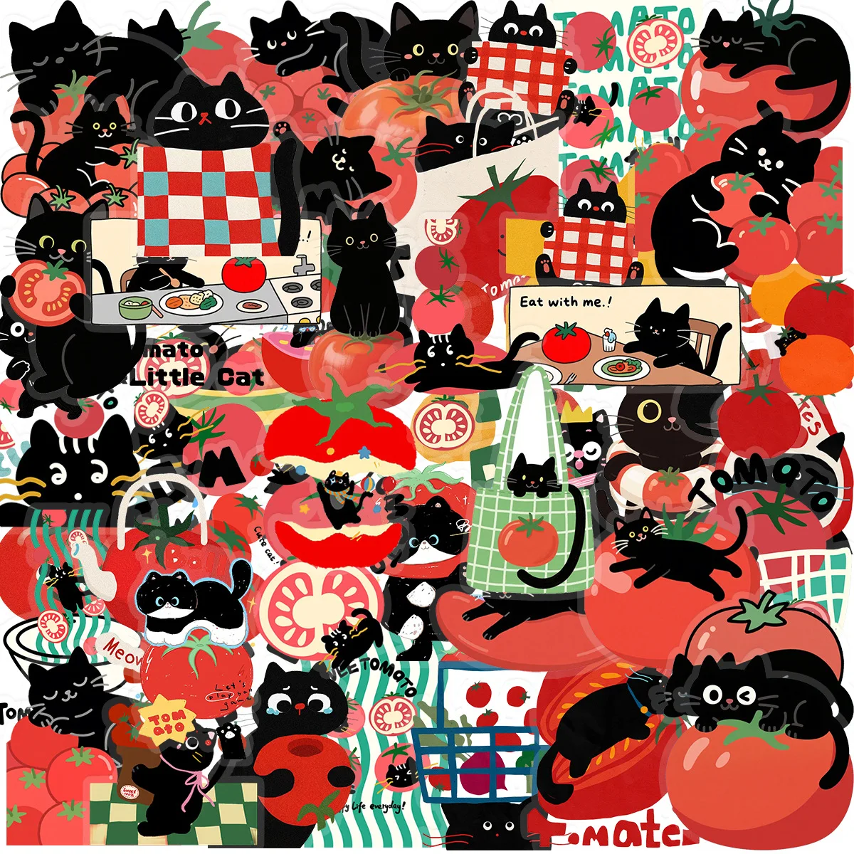 

10/30/50PCS Tomato Cat Transparent PET Cartoon Sticker DIY Phone Laptop Luggage Skateboard Graffiti Decals Fun for Kid