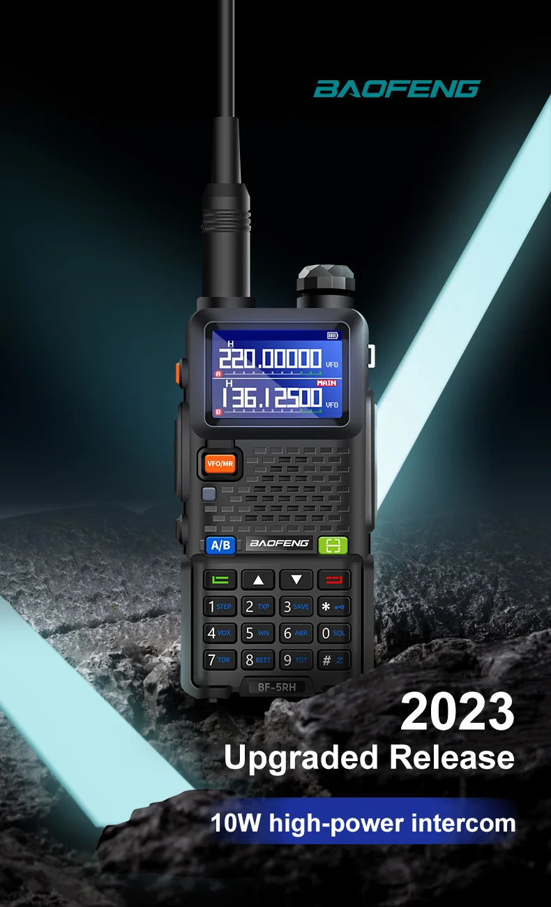 Baofeng UV-5RH Pro Max 10W walkie talkie six band, frekuensi salinan nirkabel, 999CH, transceiver USB dua arah HAM 50KM