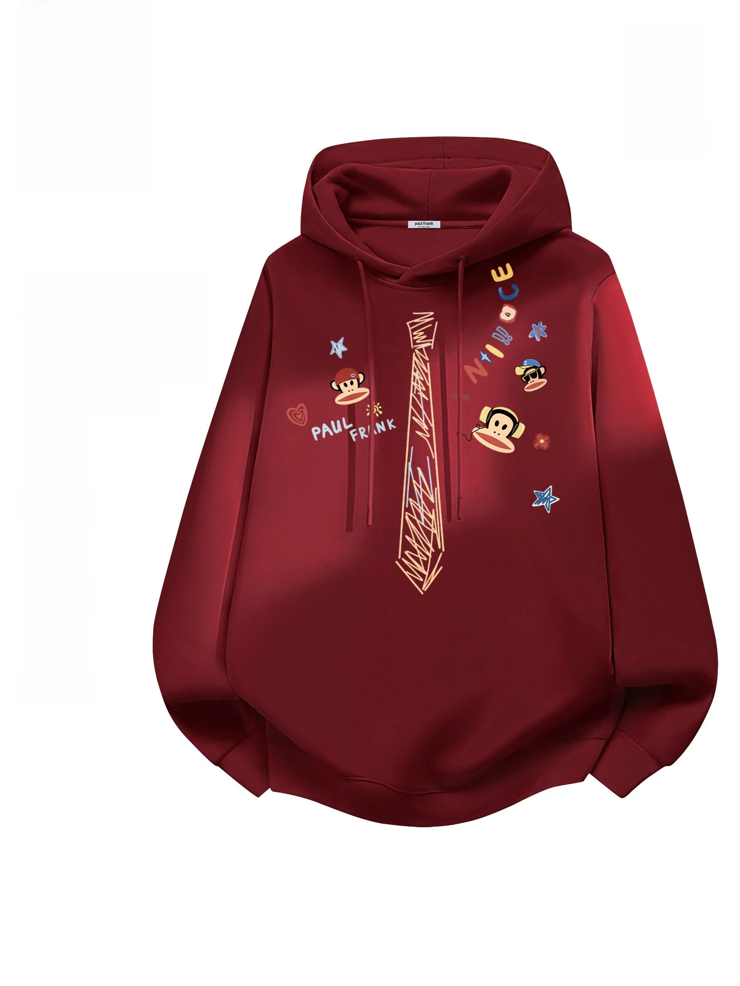 

Monkey Hooded Sweatirt Fce Lined ex Spring Cartoon Print Long Sve Casual Comfortable Breathable Wear