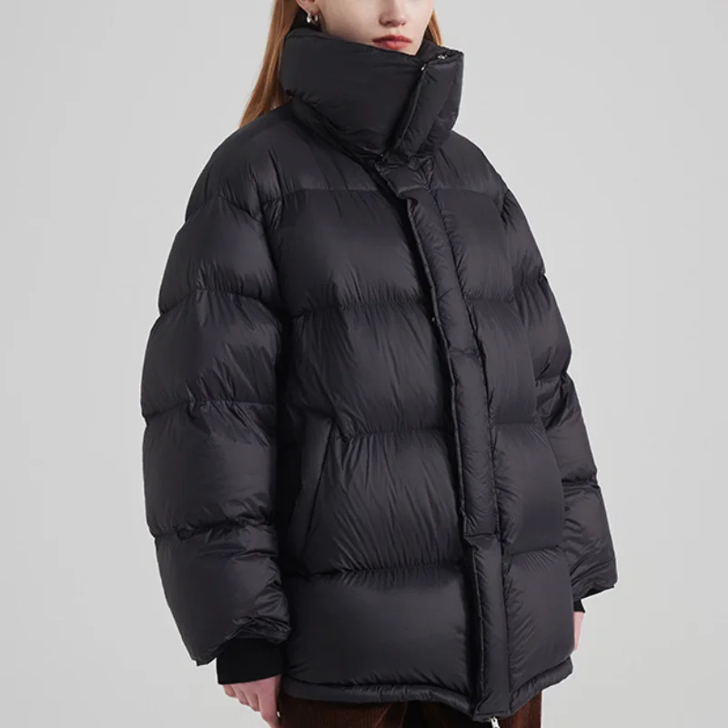 Women\'s Puffer Coats Winter New Outerwears Simple Casual Solid Coats Down Stand-up Collar Thick Warm Snow Women\'s Down Jacket