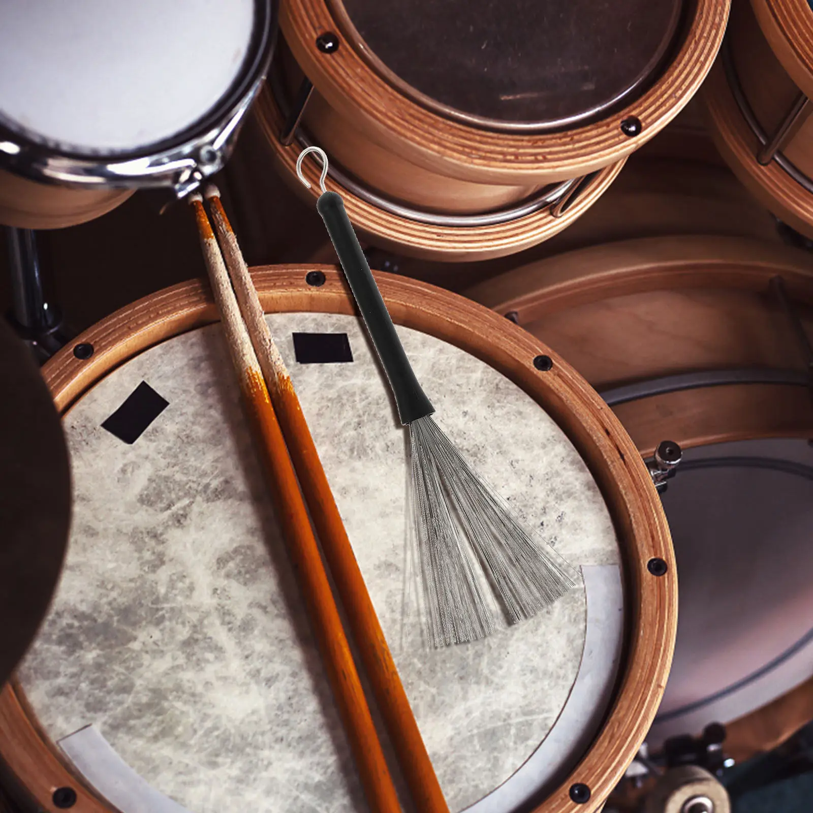 

Набор из 1 комплекта долговечных щеток для барабанов: нескользящие эргономичные щетки из стальной проволоки для джазовых барабанов, для занятий и использования в группе, с портативным кейсом для хранения