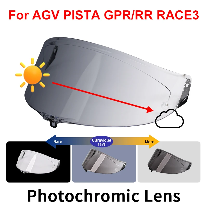 Photochromic Shield Visor Lenses for AGV Pista GPR GPRR R RACE 2 RACE 3 Full Face Viseira Capacete Racing Helmet Parts