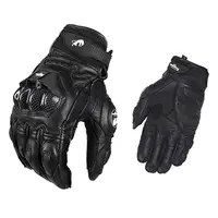 Guantes de moto de carreras negros para hombre, guantes táctiles blancos de cuero genuino para montar en carretera, guantes de moto para las cuatro estaciones, talla: S-2XL