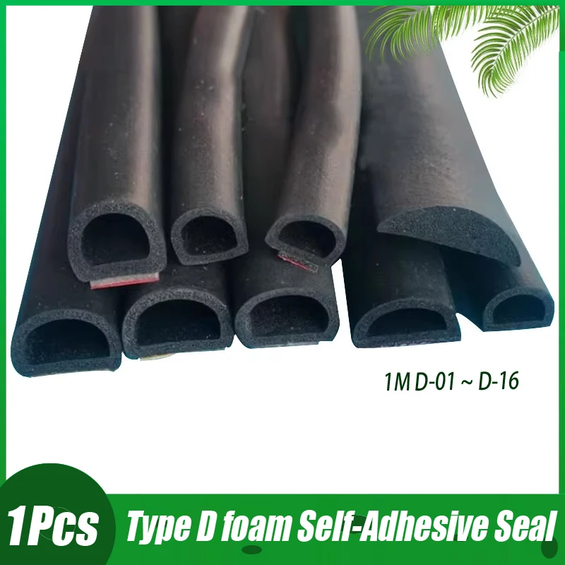 

1M D-Shape Door Windows Sealing Strip Epdm Foam Self-Adhesive Car Door Noise Insulation Waterproof Anti-Dust Weatherstrip