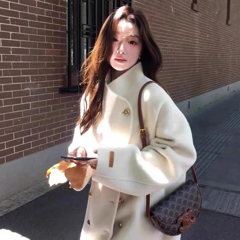 100% Wool Coat for Women's Coats Jackets High Quality Winter Clothes Double Faced Velvet Double Breasted Woolen Coat