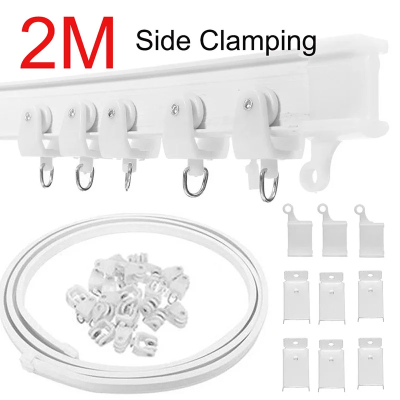 

Curtain Track Side Clamping Rail Flexible Ceiling Mounted Bendable For Straight Sliding Windows Balcony Home Decor Accessories