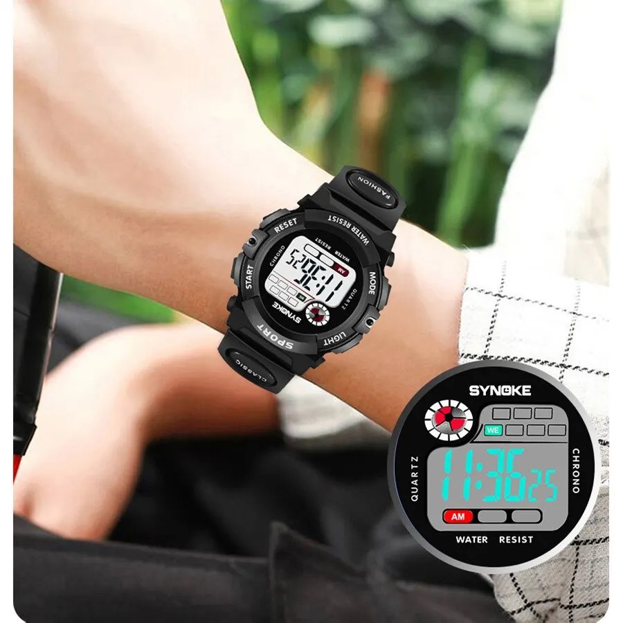 SYNOKE Student Kids Digital Watch Sports Waterproof Boy Electronic Watch Shock Resist Multifunctional Luminous Fashion