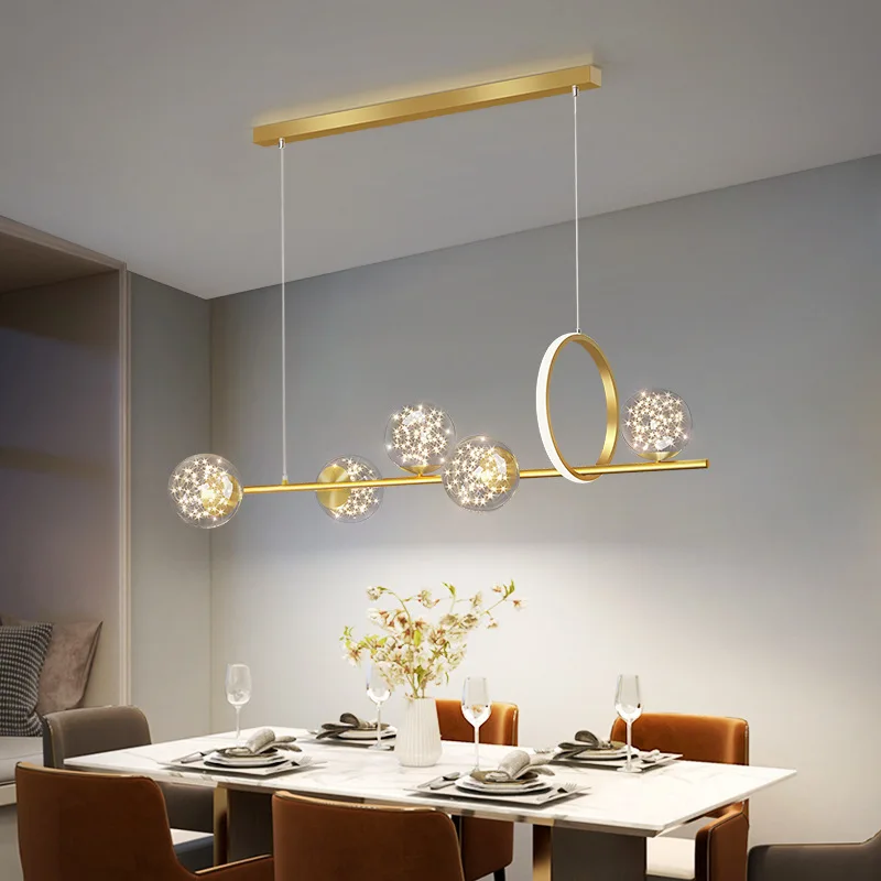 

Dining Room Lamp Nordic Fashion Chandelier Modern Minimalist Dining Table Lamp Creative Net Red Starry Led Dining Room Bar Lamp