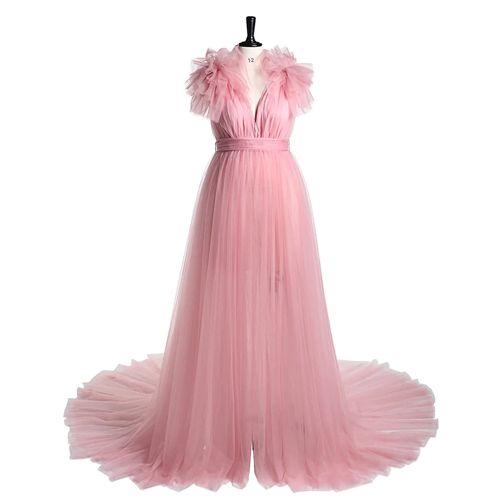 

Тюлевое платье для беременных с v-образным вырезом и эластичной резинкой на талии для фотосессии, платья макси для детского душа для фотосессии YD217051