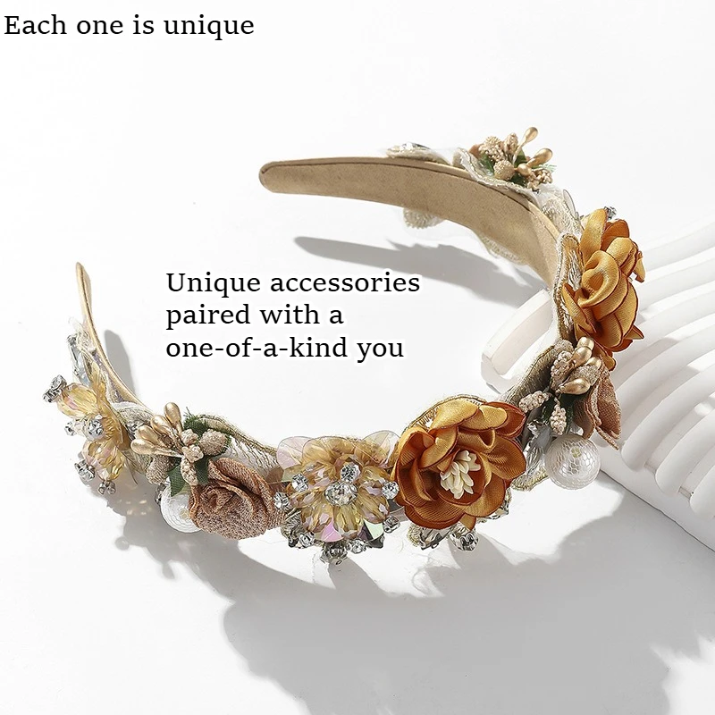 1Pc Floral Rhinestone Vintage Headband Wedding Party Vintage Outfit Handmade Floral Rhinestone Embellishment,eyecatching Design