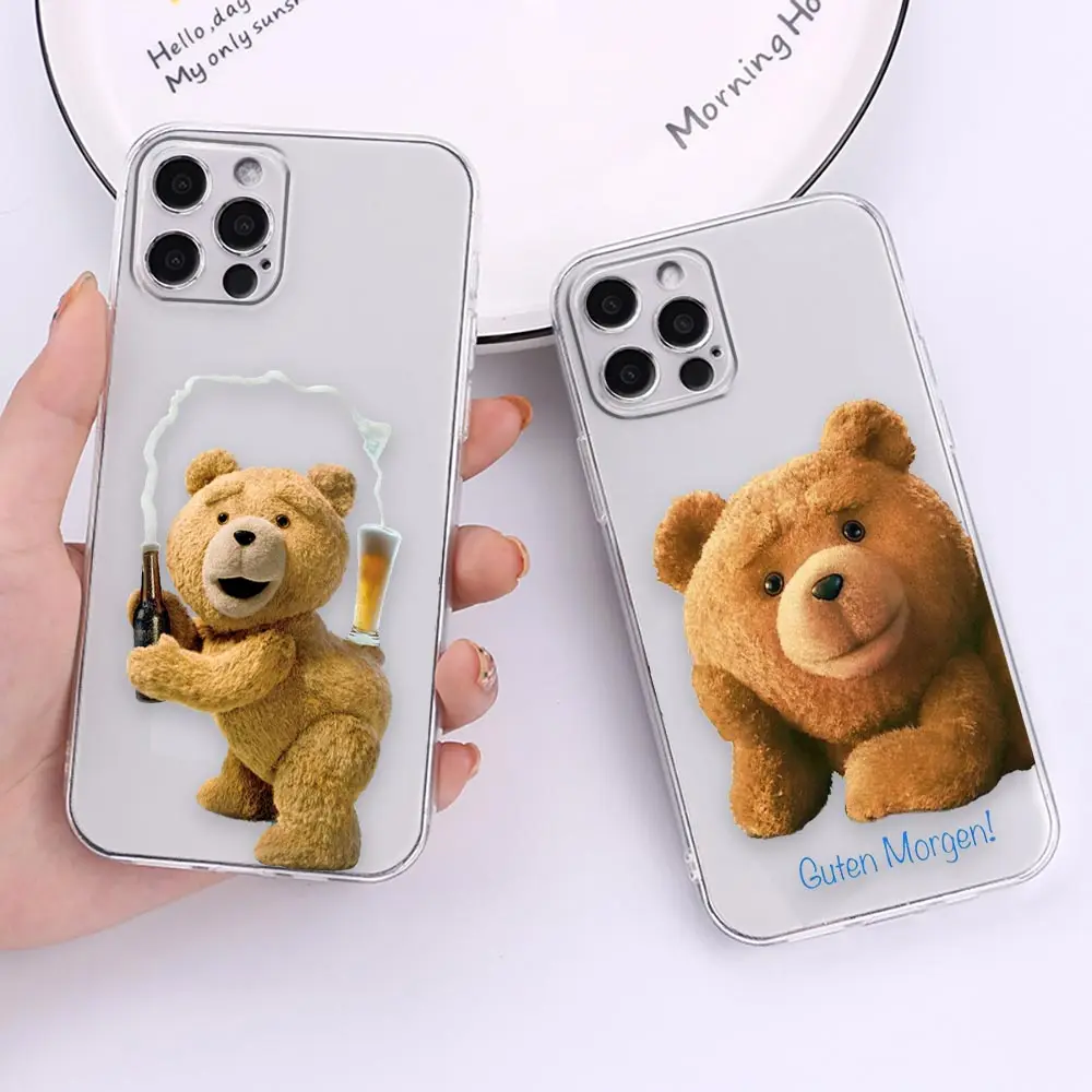 Clear Phone Case For iPhone Apple 14 12 13 16 15 11 Pro SE 8 7 Plus X XR XS Max SE Case Funda Shell Naughty T-Teddy Bear Couple