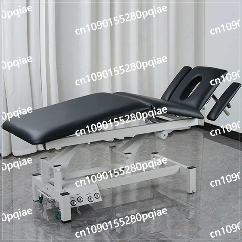 Modern Beauty Salon Equipment Black Spa Treatment Bed 2 Motor Electric Facial Massage Table for Lashes with Wheels