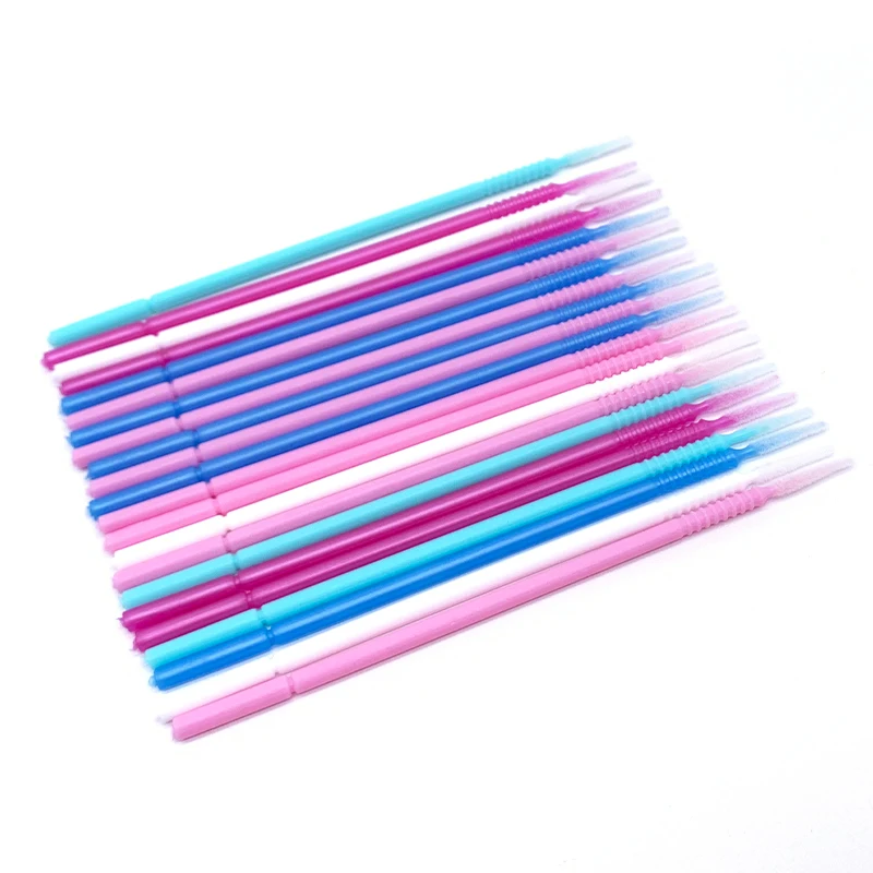 100pcs Long Head Disposable Microbrush Applicators Eyelash Extensions Eyelash Glue Cleaning Brushes Eyelash Brush