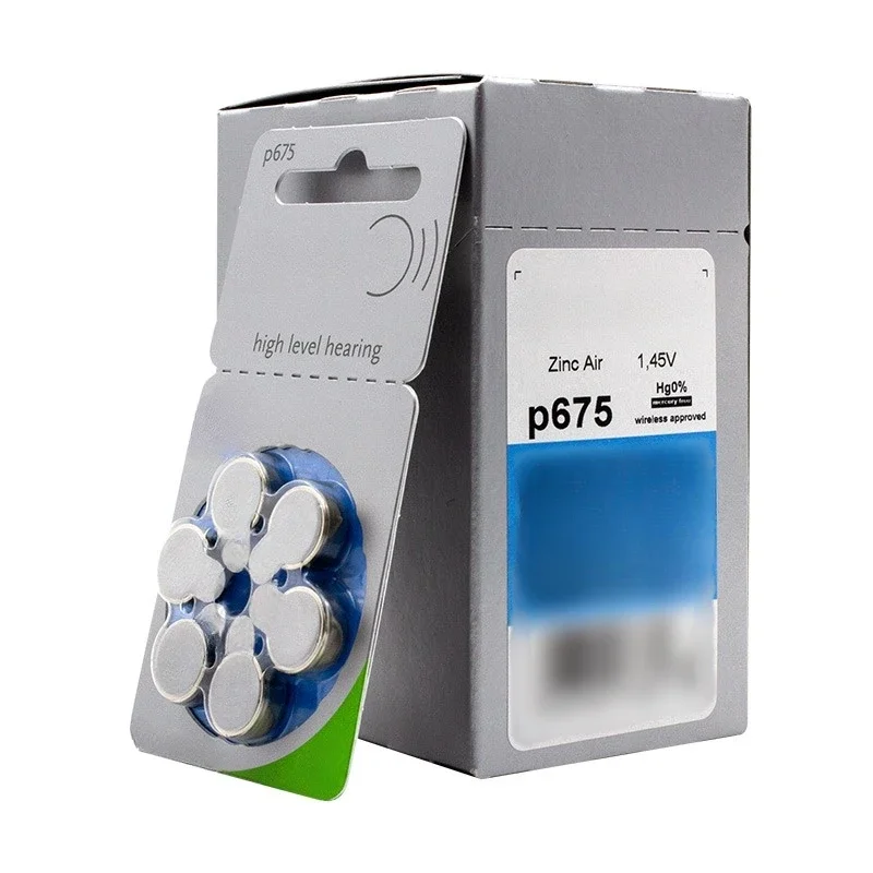 60 PCS NEW Zinc Air 1.45V P675 Zinc Air Hearing Aid Batteries 675A A675 675 PR44 Hearing Aid Battery for BTE CIC RIC OE