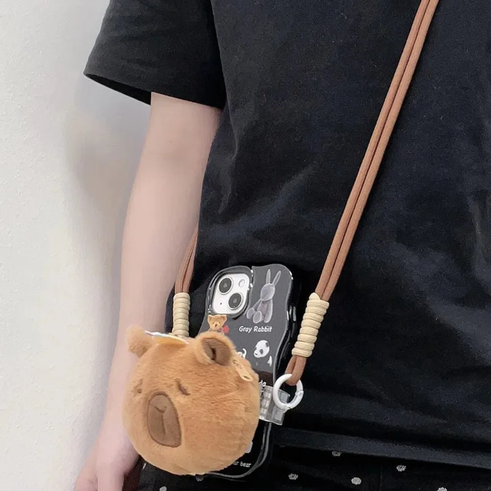 

Cute Plush Capybara Crossboday Bag Tangerine Strawberry Phone Back Clip Doll Cartoon Capybara Shoulder Bag Daily