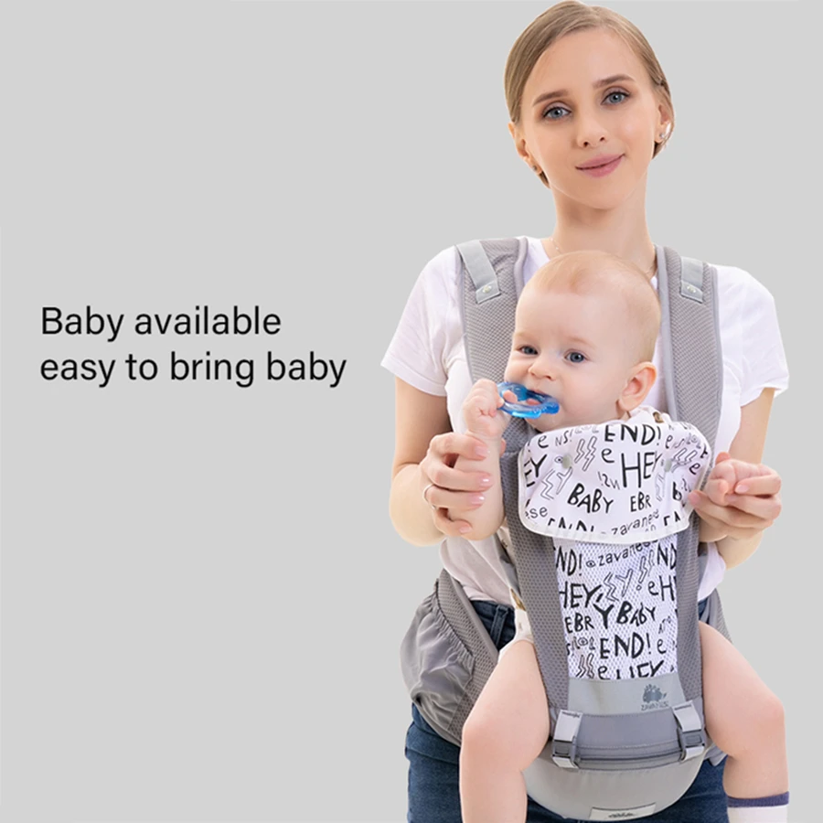 Ergonomic Baby Waist Stool 2-in-1 Front Kangaroo Style for Baby Carriers Comfortable Soft Fabric Adjustable Size for Growing