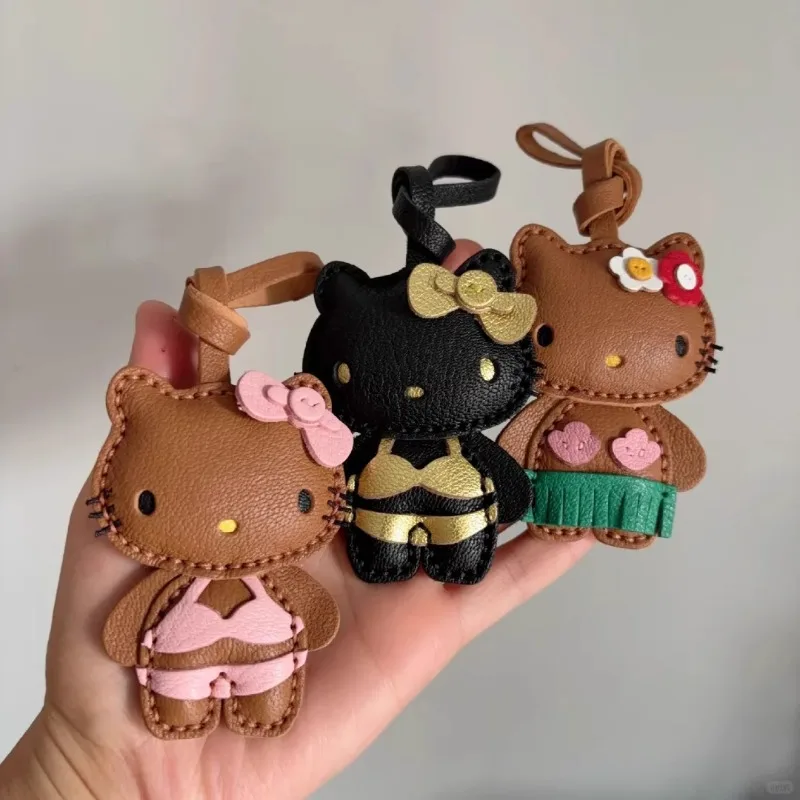 

Kawaii Sanrio Hello Kitty Sheepskin Handmade Car KeyChain Handbag Crossbody Backpack Keychain Cartoon Girl Holiday Gift