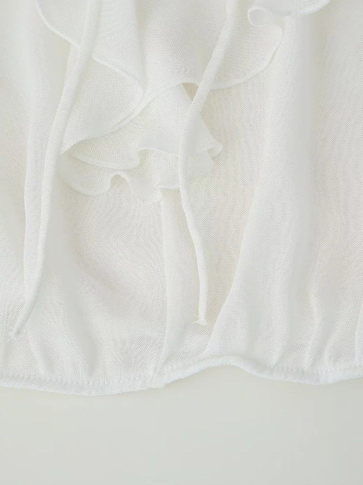 유럽과 미국 스타일의 여름 신제품 여성 의류 레이어드 장식 드레이프 브이넥 긴팔 셔츠