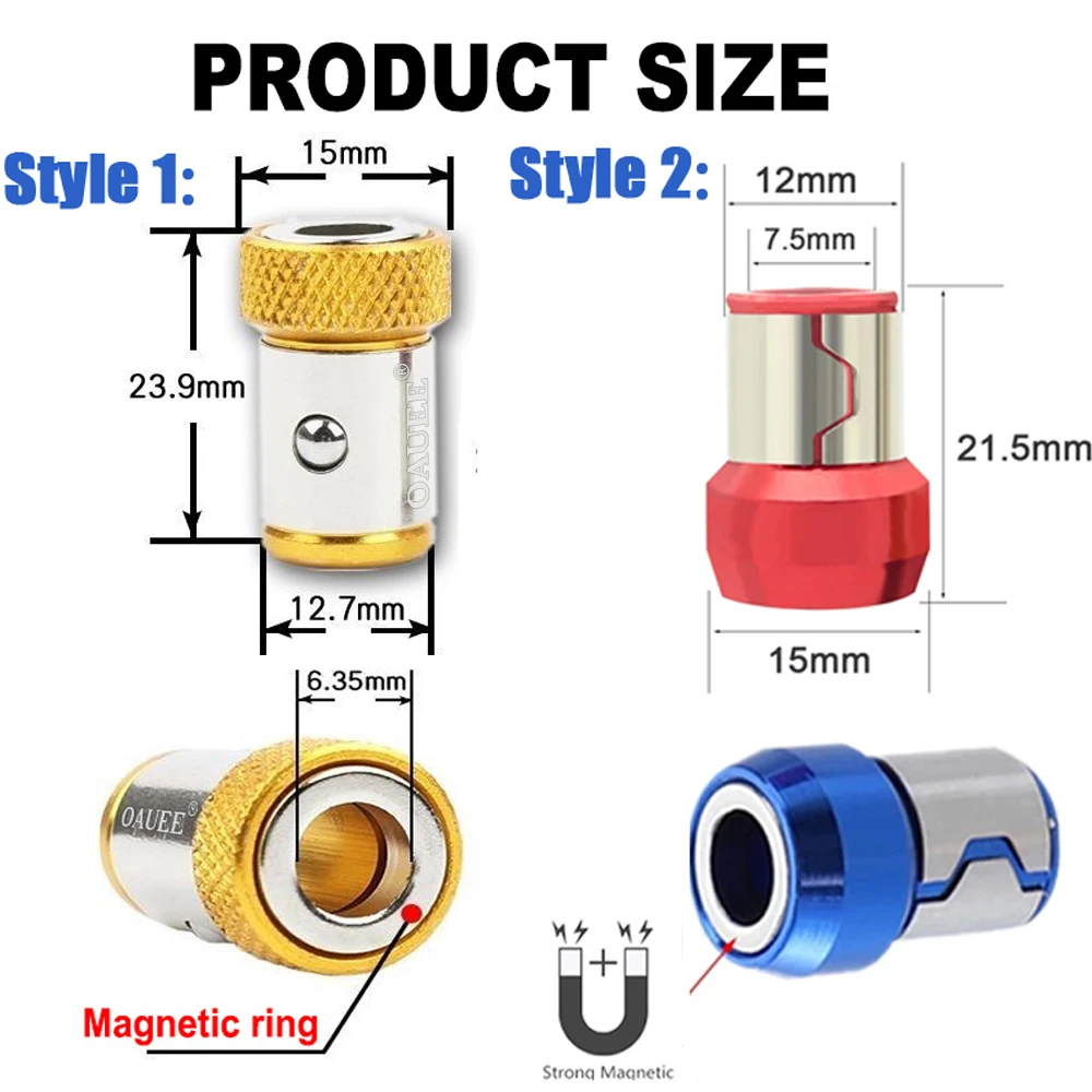 Magnetic Bit Tool Alloy Electromagnetic Ring Screwdriver Bit Holder Cross Screwdriver Antislip Anti-corrosion Magnetic Drill Bit