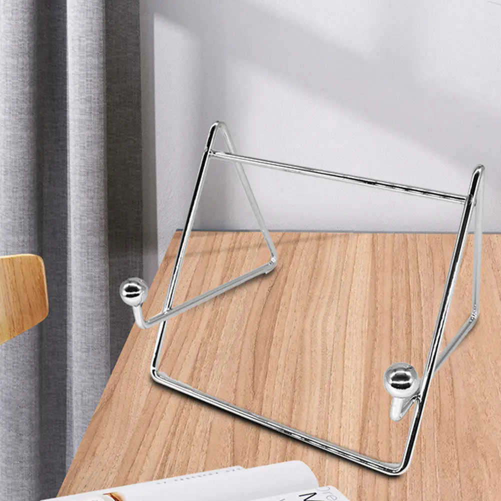 1Pcs Stainless Steel Vertical Recipe Rack Minimalist Desktop Bookshelf Organizer for Cookbook Magazine Newspaper Manual Menu