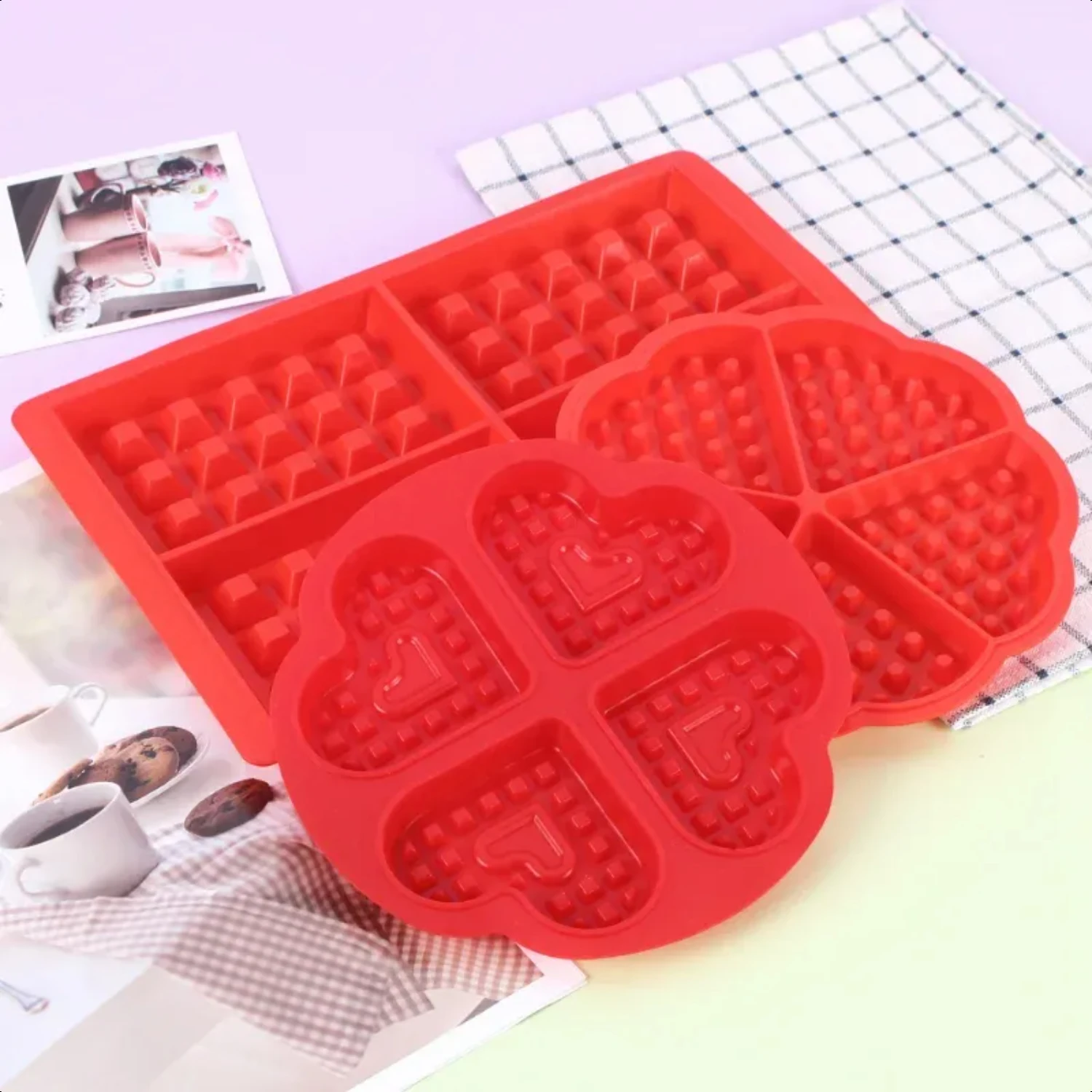 Easy-to-use Silicone High-temperature Non-stick Waffle Mold Maker for Ovens - Create Delicious Treats with Ease! Ideal for Bakin