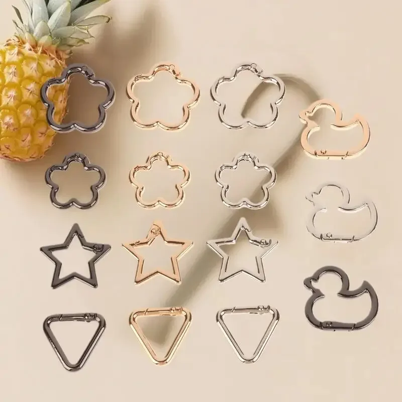 5Pcs Star Duck Flower Shape Spring Ring Open Buckle Carabiner Snap Clip For Leather Bag Handbag Belt Strap Connector