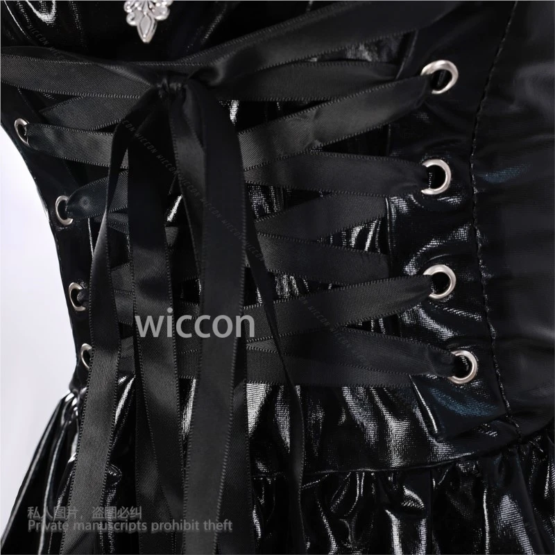 Аниме Миса Амане Косплей Костюм Японская кружевная отделка Готический стиль Y2K Костюм Ожерелье Сексуальные парики Женское кожаное платье Хэллоуин
